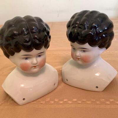 LOT 12 Pair China Doll Heads Hand Painted