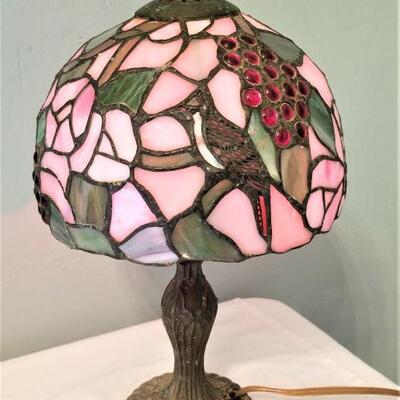 Lot #176  Contemporary Stained glass lamp - Cardinal