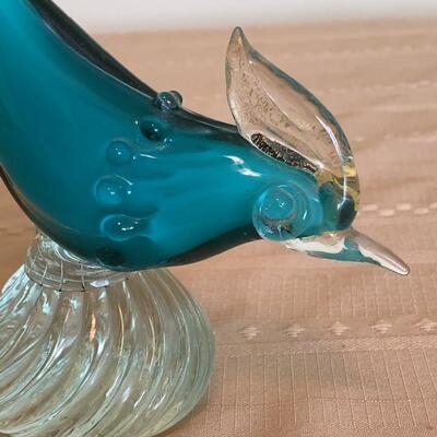 LOT 18 Murano Glass Hand Blown  Blue Bird 11" tall