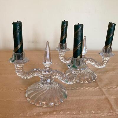 LOT 20 Pair Depression Glass Candle Holders