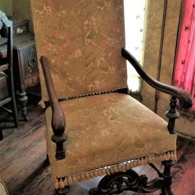 Lot #192  Antique High Back Arm Chair