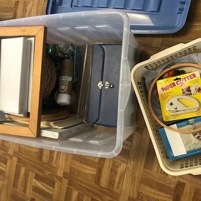Art Supplies - Paint Brushes, Books, Two bins on Misc items (148)
