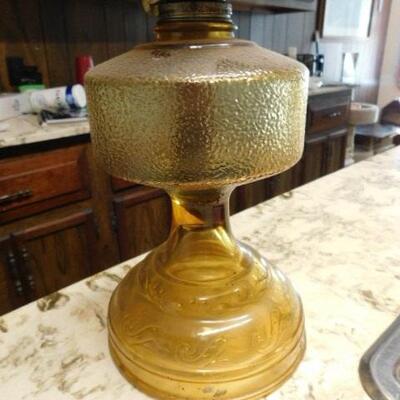 Vintage Amber Oil Lantern with Decorative Chimney 18