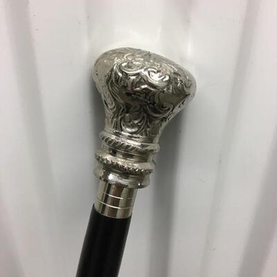 Vintage Silver Knob Walking Stick Cane 