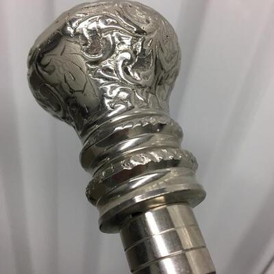 Vintage Silver Knob Walking Stick Cane 