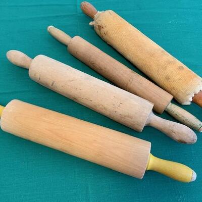 LOT 43 Collection Wooden Rolling Pins & Pastry Cloth
