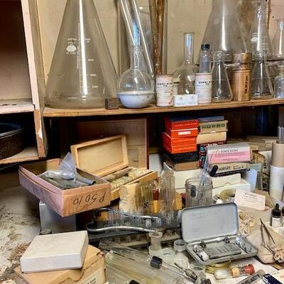 LOT 45 Chemistry Equipment Beakers Chemicals Laboratory Slides Test Tubes