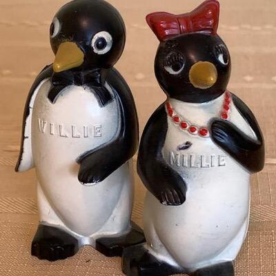 LOT 49 Penguin Salt & Pepper Shakers Willie & Mille