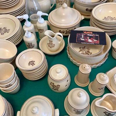 LOT 51 HUGE SET OF PHALZGRAFF VILLAGE STONEWARE OVER 90 PCS.