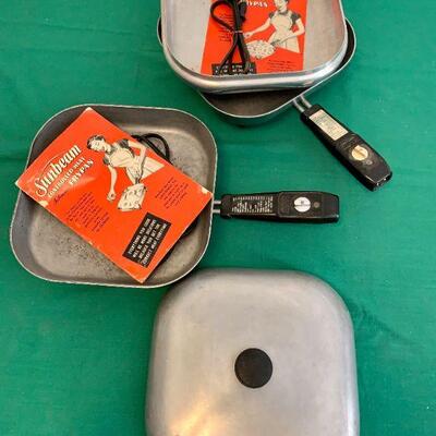 LOT 59 VINTAGE PAIR OF SUNBEAM ELECTRIC SKILLETS W/BROCHURE