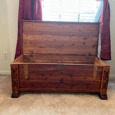 Vintage Cedar Chest with Brass Accents 