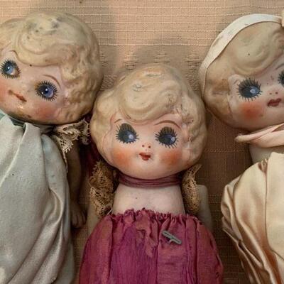 LOT 77 ANTIQUE BISQUE DOLLIES FLIRTY EYES 