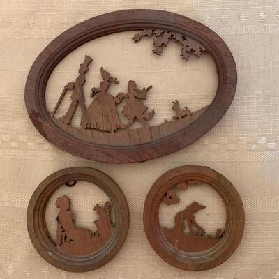 LOT 98 Framed 3 Wood Silhouettes 