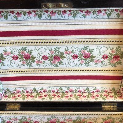 Beautiful Antique Wood and Metal Inlay Keepsake Box