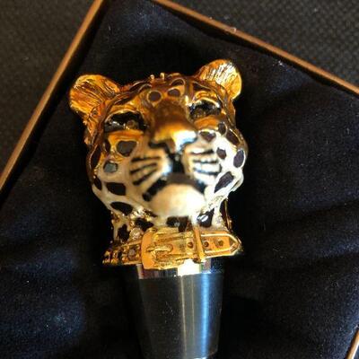 Jay Strongwater Leopard or Jaguar Designer Wine Bottle Stopper