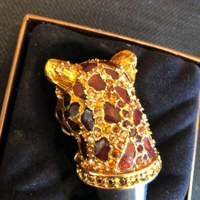 Jay Strongwater Leopard or Jaguar Designer Wine Bottle Stopper