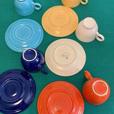 LOT 110 Group 5 Vintage Fiesta Coffee Cups & Saucers Ring Handle