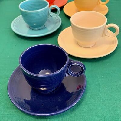 LOT 110 Group 5 Vintage Fiesta Coffee Cups & Saucers Ring Handle