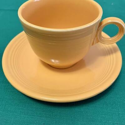 LOT 117 Vintage Fiesta Ware 3 Coffee Cups & Saucers Ring Handle Medium Green