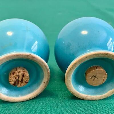 LOT 123 Vintage Fiesta Ware Turquoise Ball Salt & Pepper Shakers