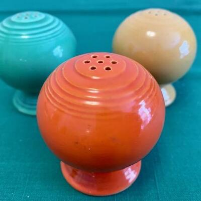 LOT 124 Vintage Fiesta Ware 3 Assorted Ball Salt & Pepper Shakers
