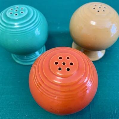 LOT 124 Vintage Fiesta Ware 3 Assorted Ball Salt & Pepper Shakers