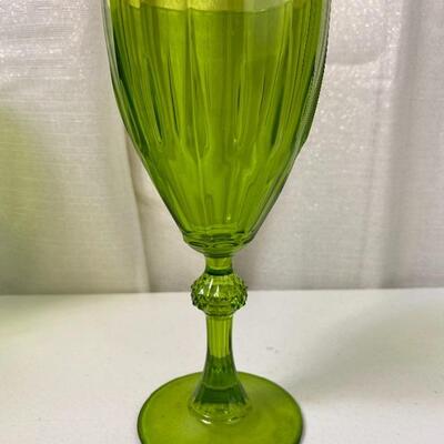 Lot# 138 Green Crystal Stemware Wine Glasses