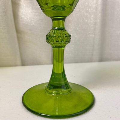 Lot# 138 Green Crystal Stemware Wine Glasses