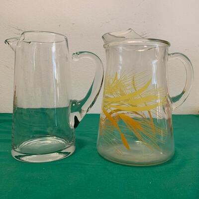 LOT 152 Glass Pitchers 2 Water Milk Sangria Ice Tea 1970s