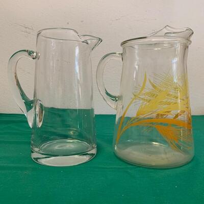LOT 152 Glass Pitchers 2 Water Milk Sangria Ice Tea 1970s