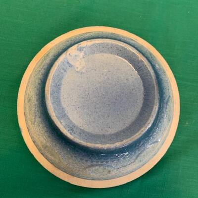 LOT 154 Vintage Crockery Mixing Bowl Blue w' Chain Links Salt Glaze