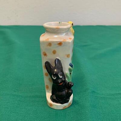 LOT 156 Small Ceramic Flower Vase Bunny Bird Decoration Japan Lustre