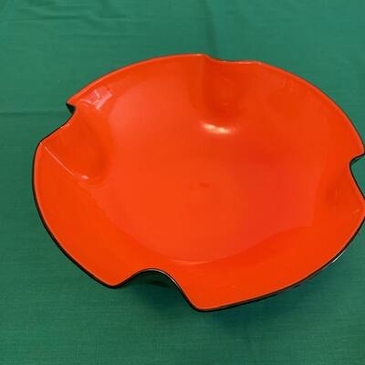 LOT 158 Antique Back & Orange Glass Footed Compote Candy Dish