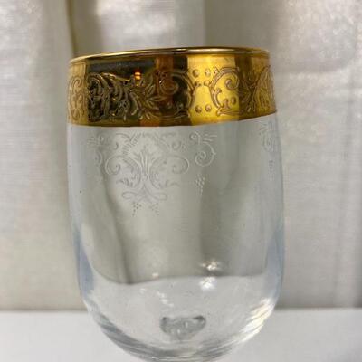 Lot# 150 S Cellini Crystal Wine Glasses Handchased & Decorated with 24 kt Gold 