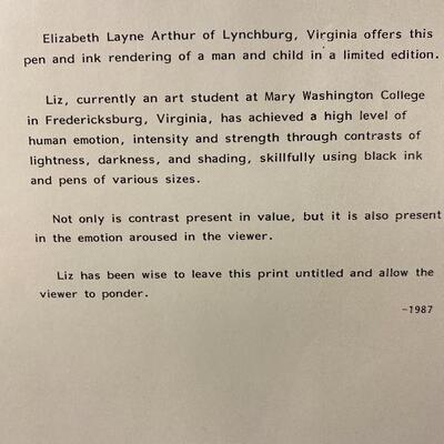 Lot# 154 1987 Liz Arthur Pen & Ink Rendering Print Signed Lynchburg Virginia Artist