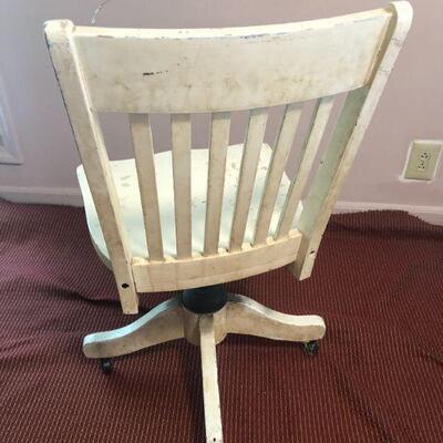 Solid Wood Vintage Swivel Desk Chair - Painted