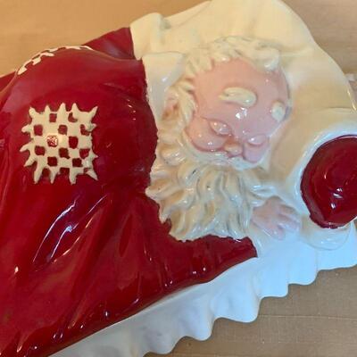LOT 164 VINTAGE SLEEPING SANTA CERAMIC BOX