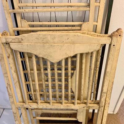 LOT 167 ANTIQUE WOODEN BABY CRIB W/ORIGINAL MATTRESS