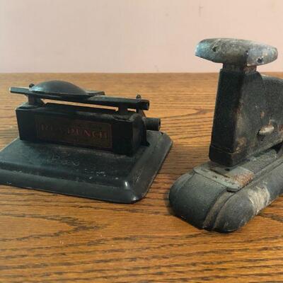 Vintage Office Supplies - Hole Punch and Stapler 