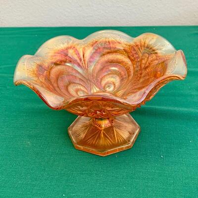 LOT 169 ANTIQUE CARNIVAL GLASS CANDY DISH