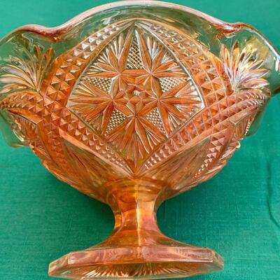 LOT 169 ANTIQUE CARNIVAL GLASS CANDY DISH