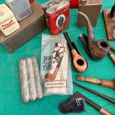 LOT 170 VINTAGE PIPE COLLECTION TOBACCO TINS POUCH SMOKING