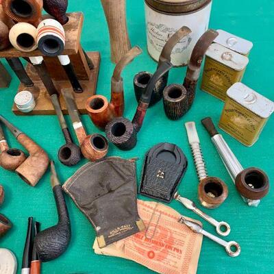LOT 170 VINTAGE PIPE COLLECTION TOBACCO TINS POUCH SMOKING