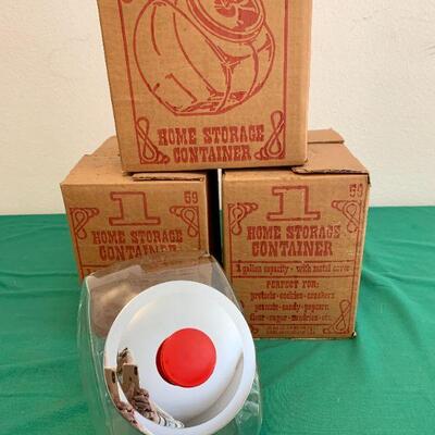 LOT 172 VINTAGE COOKIE JARS REPRODUCTION OF DRUG STORE GLASS JARS ORIGINAL BOXES