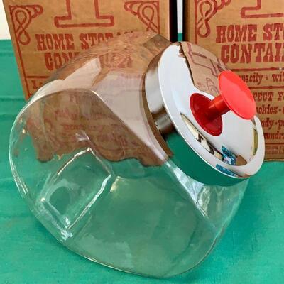 LOT 172 VINTAGE COOKIE JARS REPRODUCTION OF DRUG STORE GLASS JARS ORIGINAL BOXES