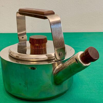 LOT 182 VINTAGE FARBERWARE WOOD & STAINLESS TEA KETTLE