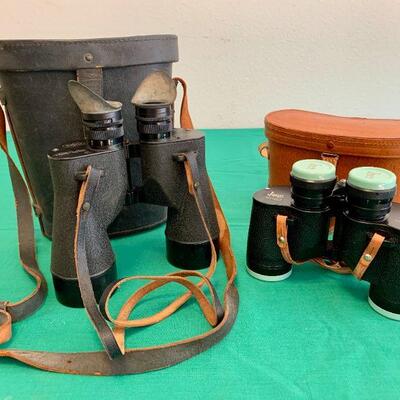 LOT 192 VINTAGE US NAVY BINOCULARS & JASON BRAND BINOCULARS LEATHER CASES