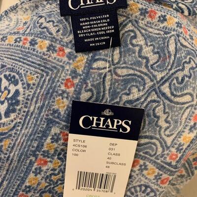 LOT 199 NWT CHAPS BLUE WHITE ALL OVER PRINT FRINGE SCARF