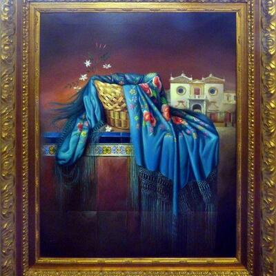 BLACK FRIDAY SALE Discount code: ABCBLACKFRIDAY     https://abcrugskilims.com/  Spanish Andalucia oil Painting, by G. Sollero from...