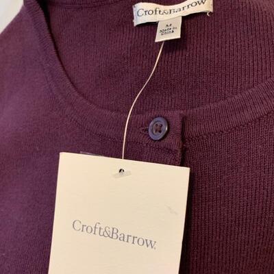LOT 216 NWT CROFT & BARROW PURPLE CARDIGAN 